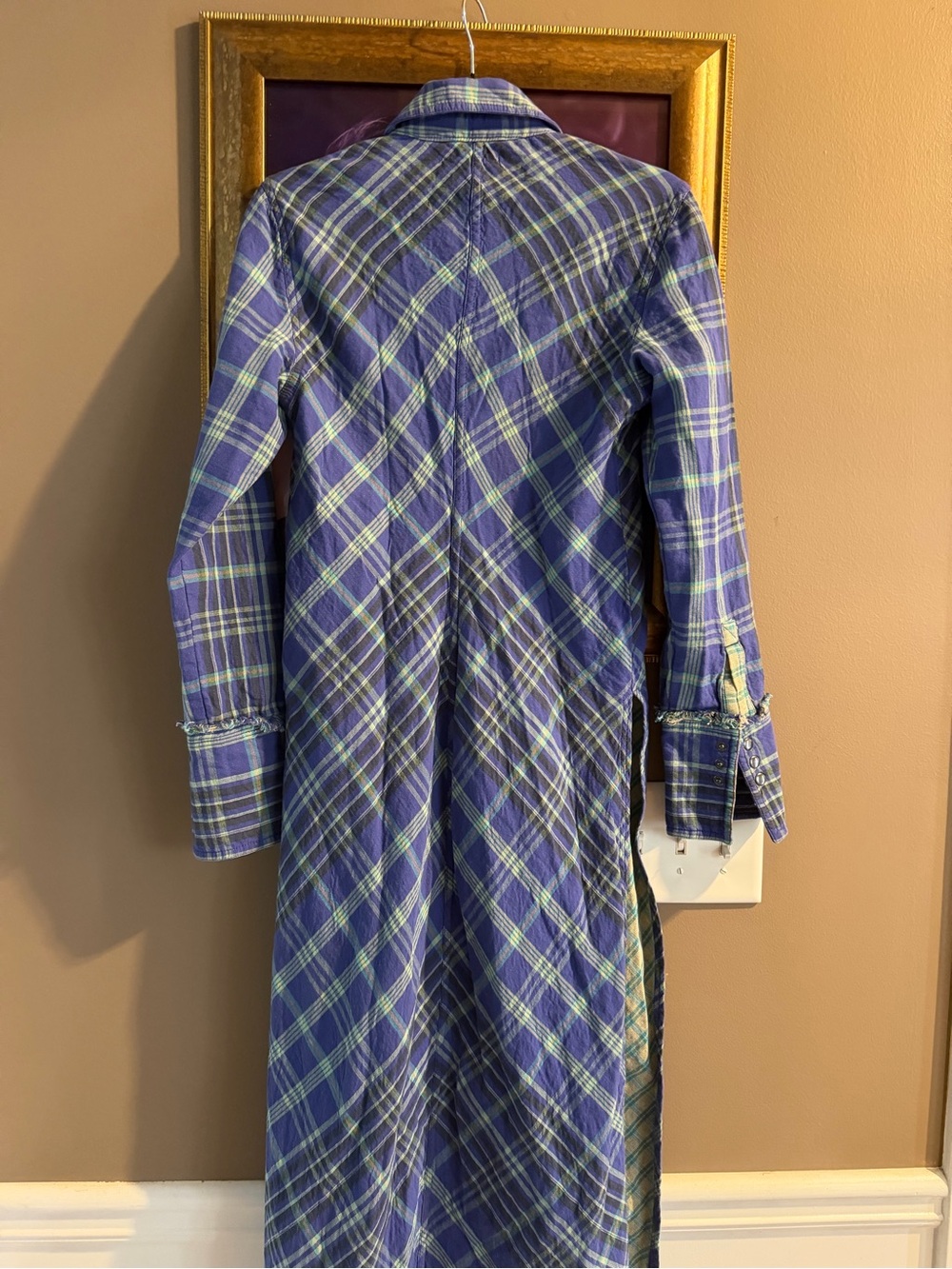 Free People Ruth Plaid Shirt Dress NWT Purple Blue Snap Front Size Small - Picture 8 of 8